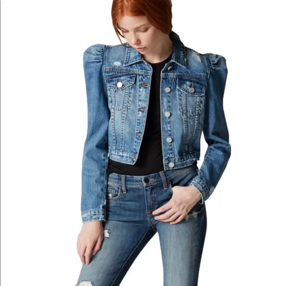 Nwt Blank Nyc Crop Puff Sleeve Denim 